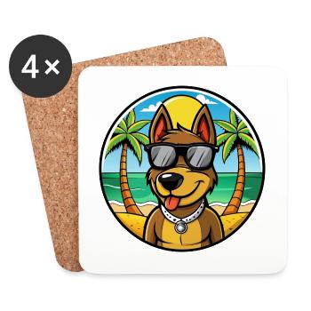 Deutscher Jagdterrier Hunderasse Cartoon Beach - Untersetzer (4er-Set) - Weiß - Vorne