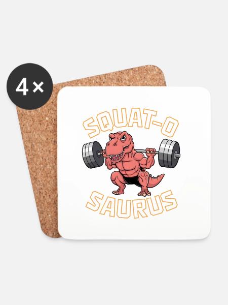 Squat-O Saurus - Untersetzer (4er-Set) - Weiß