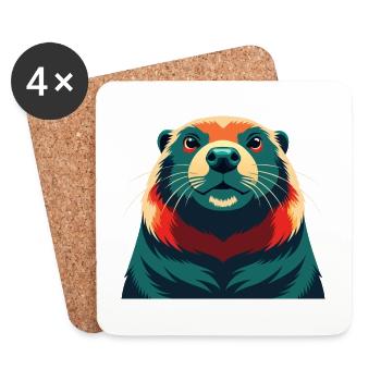 Beaver Cartoon Character Colorful Pet Animal - Coasters (set of 4) - white - Front