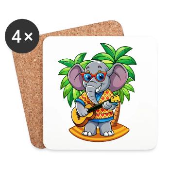 Lustige Elefant Cartoon Sommer Strand Sonnenbrille - Untersetzer (4er-Set) - Weiß - Vorne