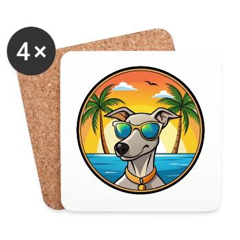 Lurcher Hunderasse Cartoon Sonnenbrille Strand - Untersetzer (4er-Set) - Weiß - Vorne
