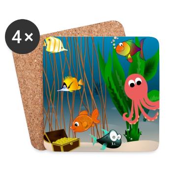 Marine life - Coasters (set of 4) - white - Front