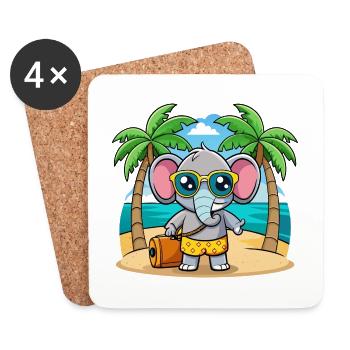 Elefant Lustige Cartoon Sommer Strand Sonnenbrille - Untersetzer (4er-Set) - Weiß - Vorne