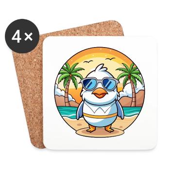 Möwe Lustige Cartoon Sommer Strand Sonnenbrille - Untersetzer (4er-Set) - Weiß - Vorne