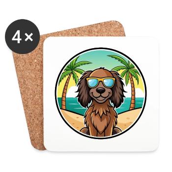 Deutsch Langhaar Vorstehhund Rasse Cartoon Strand - Untersetzer (4er-Set) - Weiß - Vorne