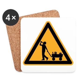 Father's Day warning sign - Coasters (set of 4) - white - Front