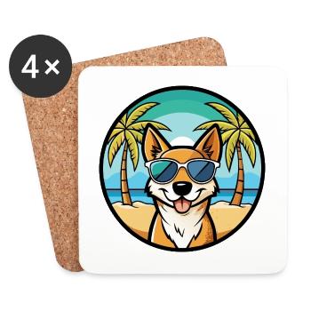 Perro De Presa Mallorquinische Hunderasse Cartoon Beach - Untersetzer (4er-Set) - Weiß - Vorne