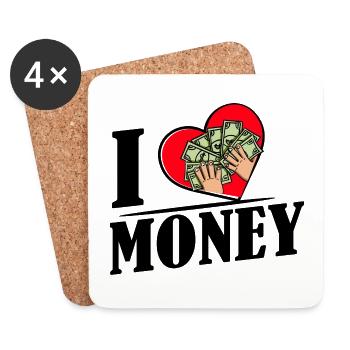 I love Money - Herz mit Geldscheinen - Untersetzer (4er-Set) - Weiß - Vorne