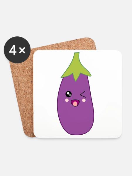 Süßes Aubergine-Geschenk Geheimer Weihnachtsmann - Untersetzer (4er-Set) - Weiß