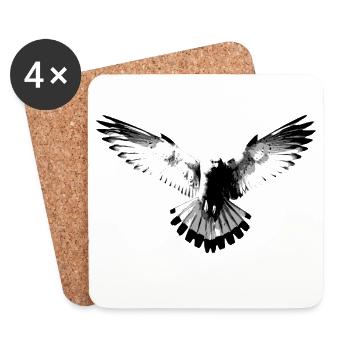 Faucon noir et blanc - Dessous de verre (lot de 4) - blanc - Devant