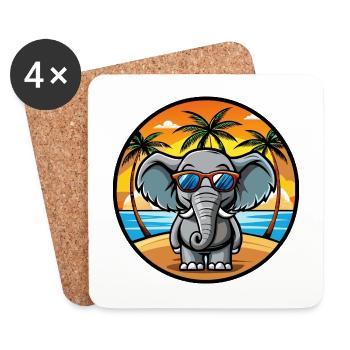 Elefant Lustige Cartoon Sommer Strand Sonnenbrille - Untersetzer (4er-Set) - Weiß - Vorne