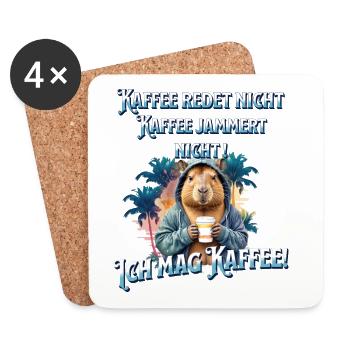 Kaffee redet nicht lustiger Kaffee Spruch - Untersetzer (4er-Set) - Weiß - Vorne