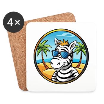 Zebra Lustige Cartoon Sommer Strand Sonnenbrille Cool - Untersetzer (4er-Set) - Weiß - Vorne