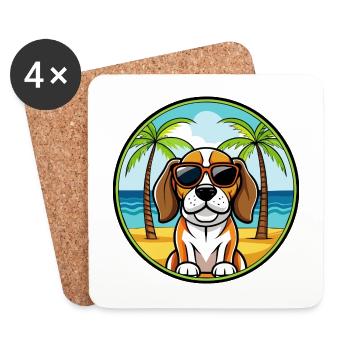 Beagle Harrier Hunderasse Cartoon Sonnenbrille Strand - Untersetzer (4er-Set) - Weiß - Vorne