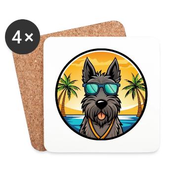 Scottish Terrier Hunderasse Cartoon Sonnenbrille Strand - Untersetzer (4er-Set) - Weiß - Vorne