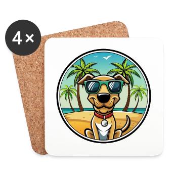 Plott Hound Hund Rasse Cartoon Sonnenbrille Strand - Untersetzer (4er-Set) - Weiß - Vorne