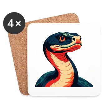 Anaconda Cartoon Character Colorful Pet Animal - Coasters (set of 4) - white - Front