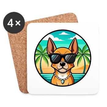 Englische Spielzeug Terrier Hund Rasse Cartoon Sonnenbrille - Untersetzer (4er-Set) - Weiß - Vorne
