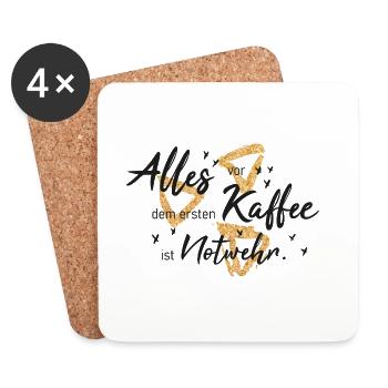 Alles vor dem ersten Kaffee ist notwehr - Untersetzer (4er-Set) - Weiß - Vorne