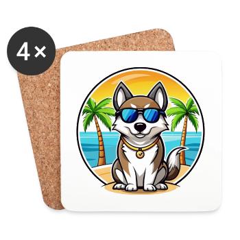 Ostsibirische Laika-Hunderasse Cartoon-Sonnenbrille - Untersetzer (4er-Set) - Weiß - Vorne