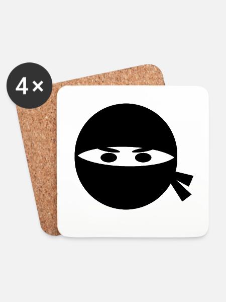 Ninja Kopf - Untersetzer (4er-Set) - Weiß