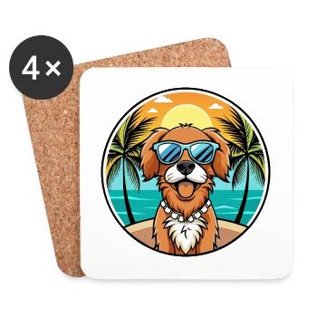 Picardie Spaniel Hund Rasse Cartoon Sonnenbrille Strand - Untersetzer (4er-Set) - Weiß - Vorne