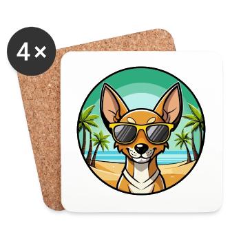 Cirneco Dell Etna Hunderasse Cartoon Sonnenbrille Strand - Untersetzer (4er-Set) - Weiß - Vorne