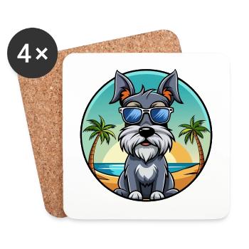 Standard Schnauzer Hunderasse Cartoon Sonnenbrille - Untersetzer (4er-Set) - Weiß - Vorne