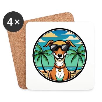 Azawakh Dog Breed Cartoon Sunglasses Beach - Coasters (set of 4) - white - Front