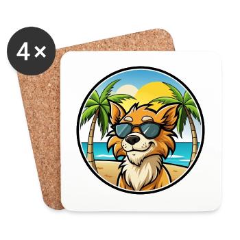 Grand Griffon Vendeen Hunderasse Cartoon Sonnenbrille - Untersetzer (4er-Set) - Weiß - Vorne