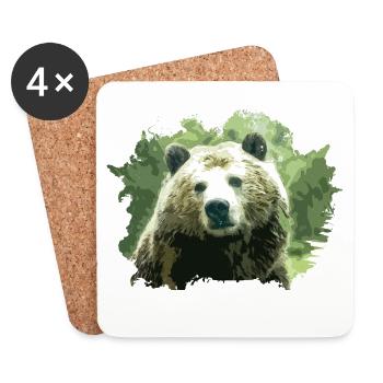 Bär - Untersetzer (4er-Set) - Weiß - Vorne
