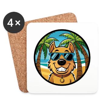 Billy Hunderasse Cartoon Sonnenbrille Strand - Untersetzer (4er-Set) - Weiß - Vorne