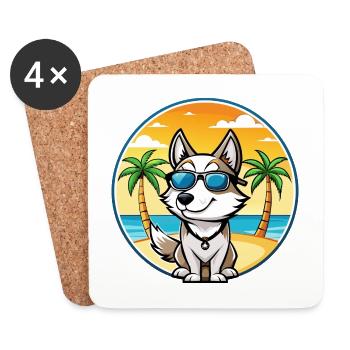 Westsibirische Laika-Hunderasse Cartoon-Sonnenbrille - Untersetzer (4er-Set) - Weiß - Vorne