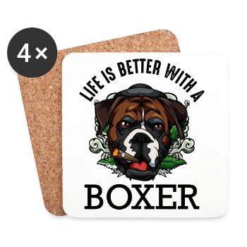 boxeur - Dessous de verre (lot de 4) - blanc - Devant