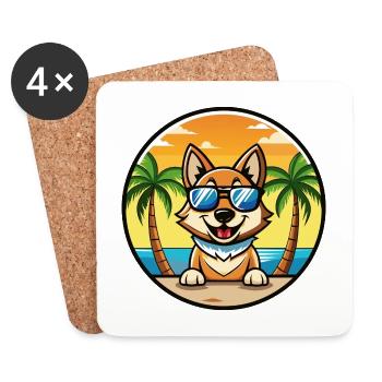 Tschechoslowakische Vlcak Hunderasse Cartoon Sonnenbrille - Untersetzer (4er-Set) - Weiß - Vorne
