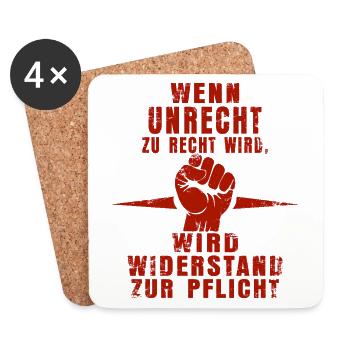 Rebellious Red – Grunge-Style Resistance - Coasters (set of 4) - white - Front