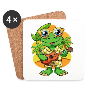 Lustige Frosch Cartoon Sommer Strand Sonnenbrille Gitarre - Untersetzer (4er-Set) - Weiß - Vorne