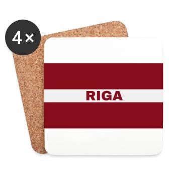 Riga Stadt in lettischer Flagge - Untersetzer (4er-Set) - Weiß - Vorne