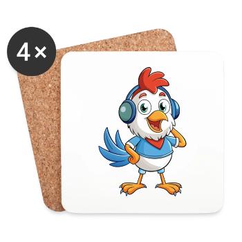 Huhn Lustige Cartoon Figur Kopfhörer Musik - Untersetzer (4er-Set) - Weiß - Vorne