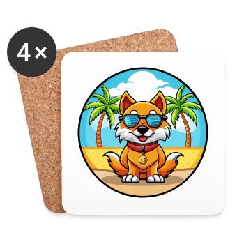 Chinesische kaiserliche Hunderasse Cartoon Sonnenbrille Strand - Untersetzer (4er-Set) - Weiß - Vorne