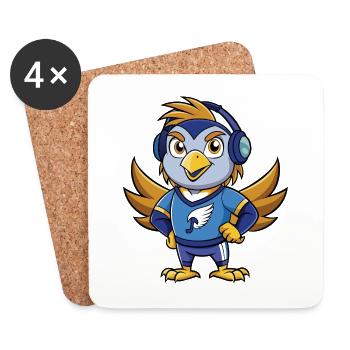 Falcon Funny Cartoon Character Musique de casque - Dessous de verre (lot de 4) - blanc - Devant