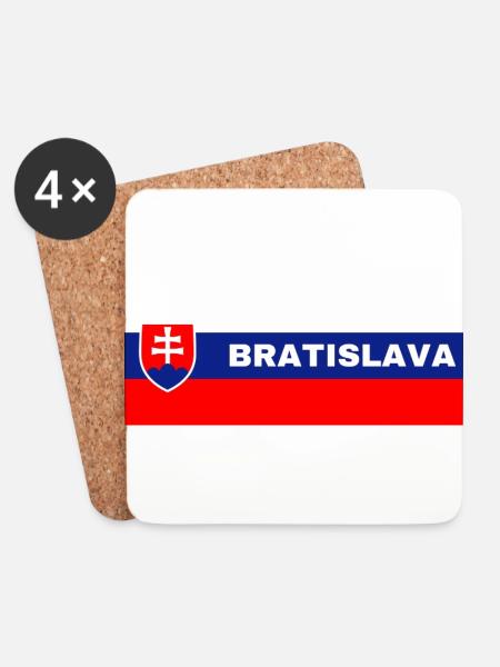 Bratislava City in Slovakian Flag - Coasters (set of 4) - white