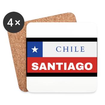 Santiago City en drapeau chilien - Dessous de verre (lot de 4) - blanc - Devant
