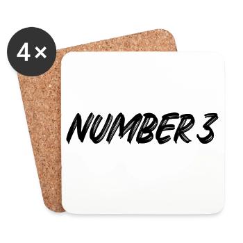 Number 3 - three - third - third - 3 - number 3 - Coasters (set of 4) - white - Front