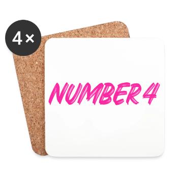 Number 4 - four - fourth - fourth - 4 - number 4 - Coasters (set of 4) - white - Front