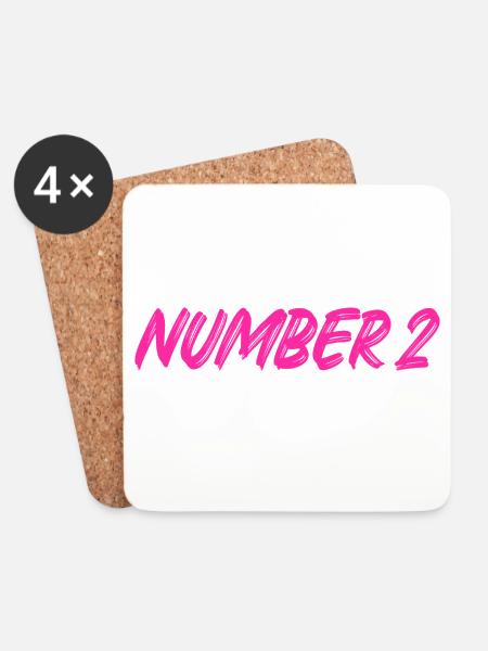 Number 2 - two - second - second - 2 - number 2 - Coasters (set of 4) - white