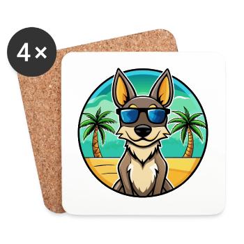 Australischer Kelpie Hund Rasse Cartoon Sonnenbrille Strand - Untersetzer (4er-Set) - Weiß - Vorne