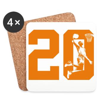 NUMBER 20 BASKETBALL 20TH BIRTHDAY - Coasters (set of 4) - white - Front