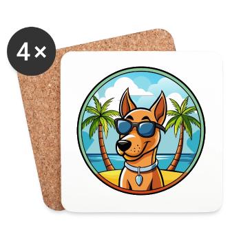 Chien Courant Andalou Race Chien Dessin Animé Lunettes De Soleil Plage - Dessous de verre (lot de 4) - blanc - Devant