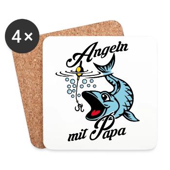 Angeln mit Papa. Ein Angeltag mit Papa - Untersetzer (4er-Set) - Weiß - Vorne